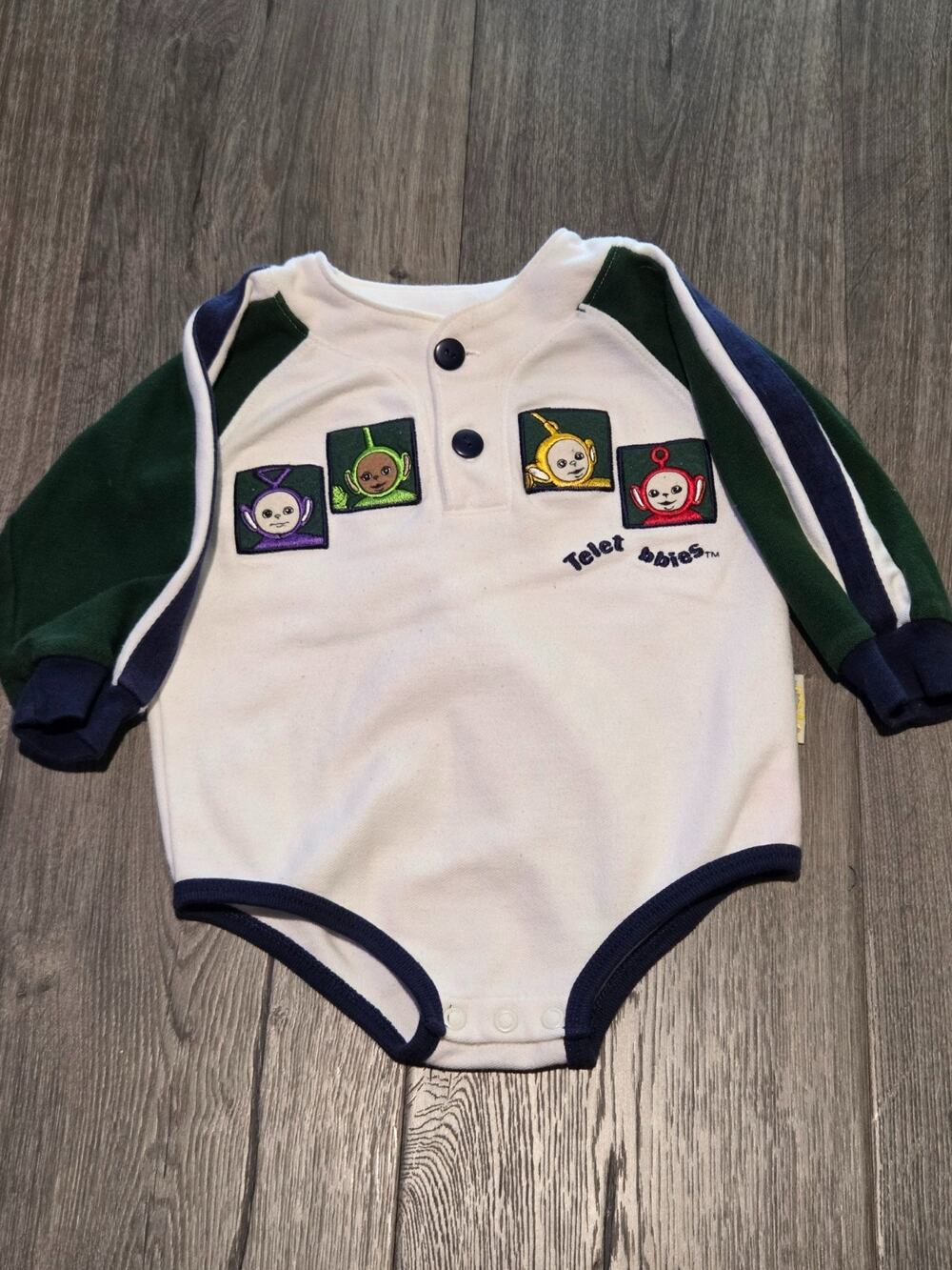 Vintage Rare 90’s Y2K Teletubbies White Romper Jumper One-Piece Size 18 Months
